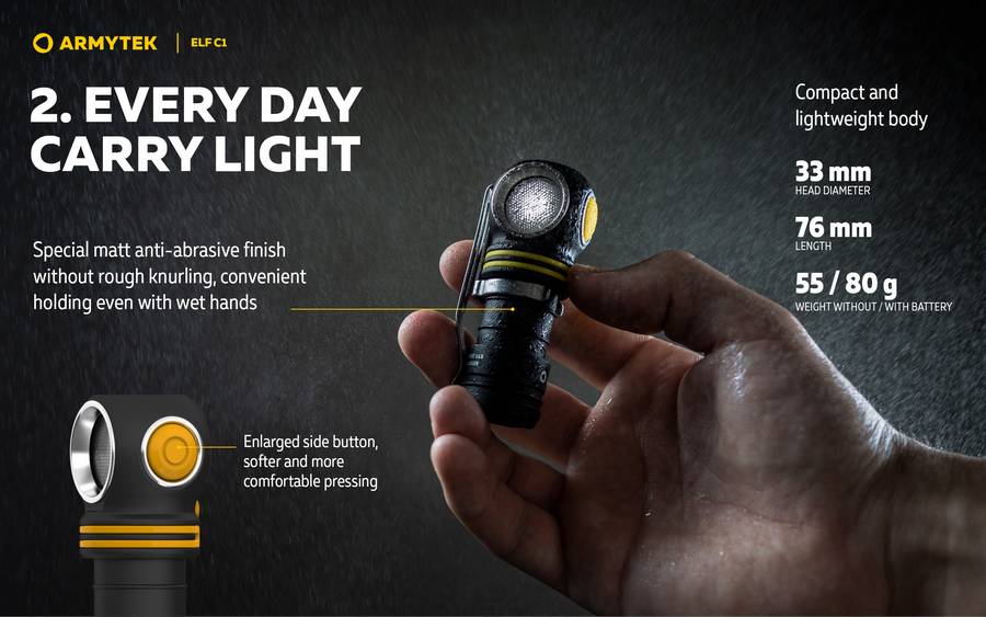 Presentaci&oacute;n do ELF C1 Micro USB Armytek Lamp: Slide N &deg; 5